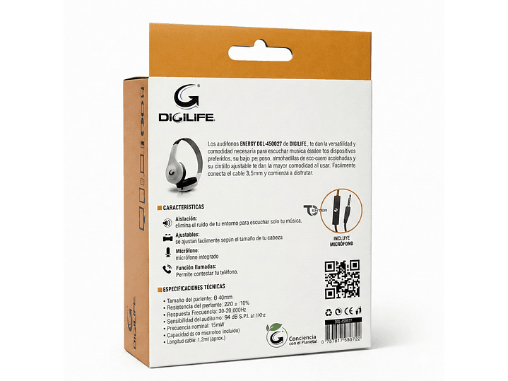 Audífono Cableados Digilife DGL-450027 3.5mm Blanco 6