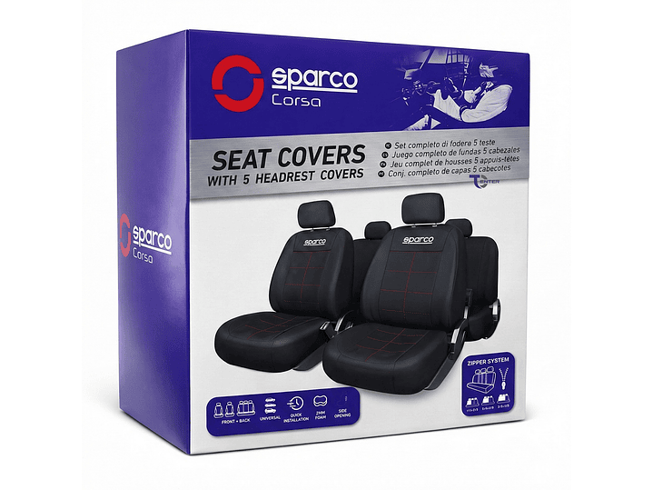 Fundas Cubre Asiento Sparco PVC Negro SPS405PVCRD 3