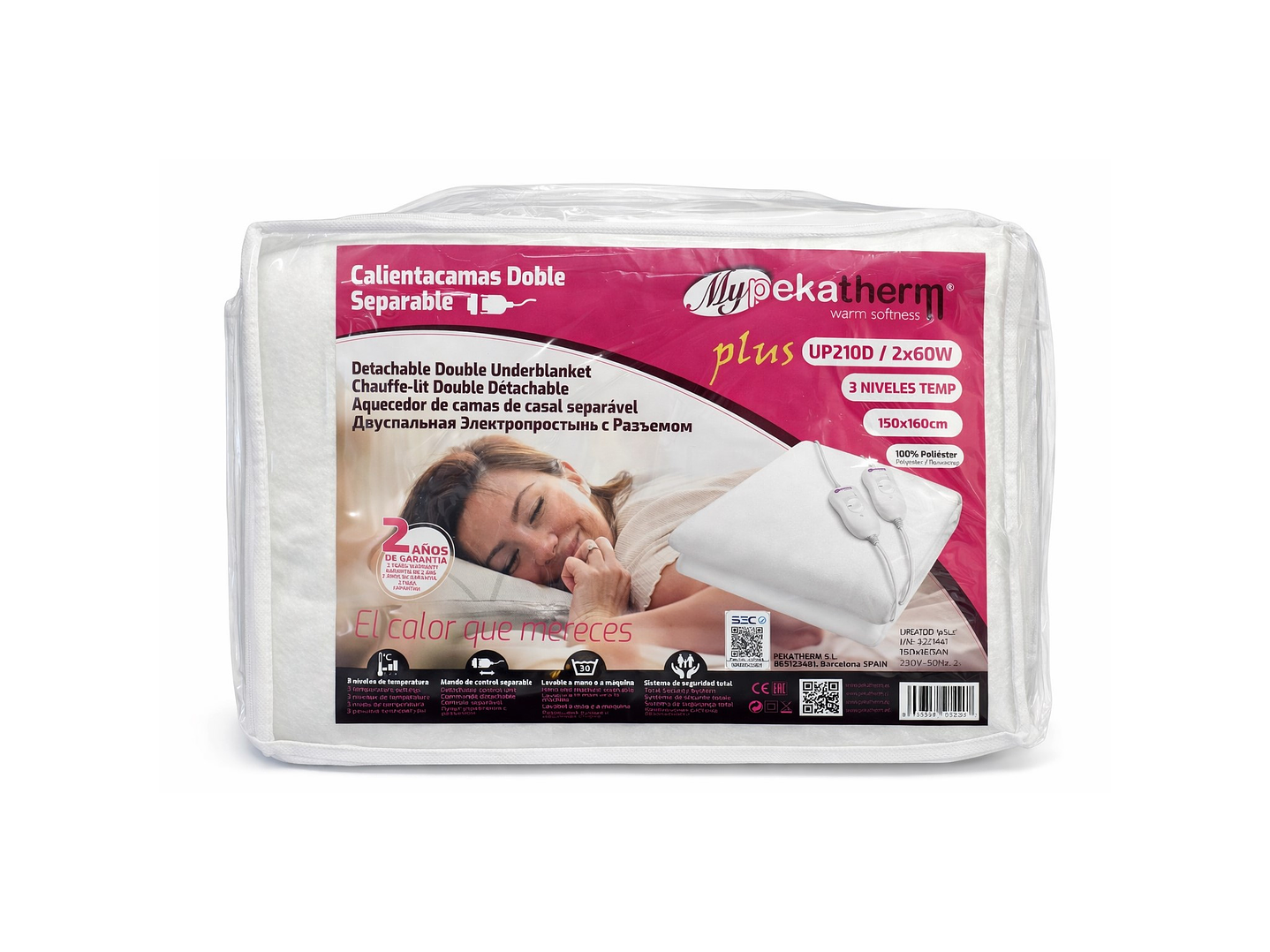 Calienta Camas Doble 160x150cm 3 Niv 2x60W UP210D Pekatherm 4