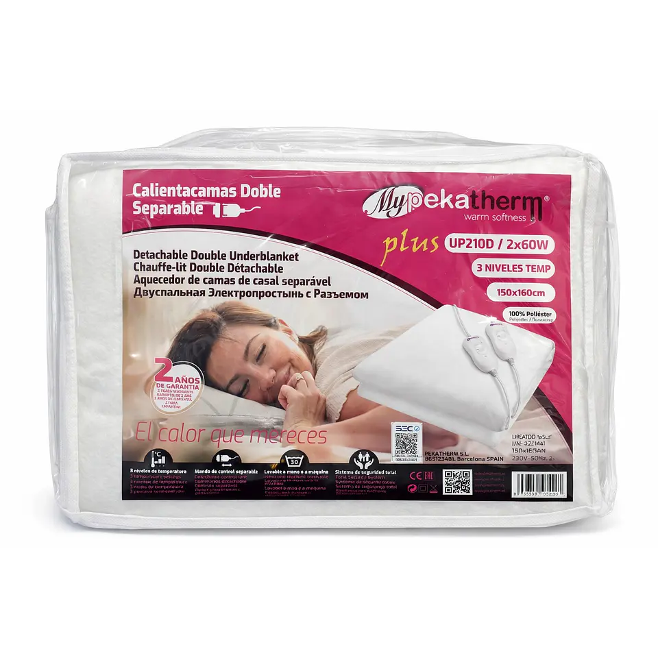Calienta Camas Doble 160x150cm 3 Niv 2x60W UP210D Pekatherm 4