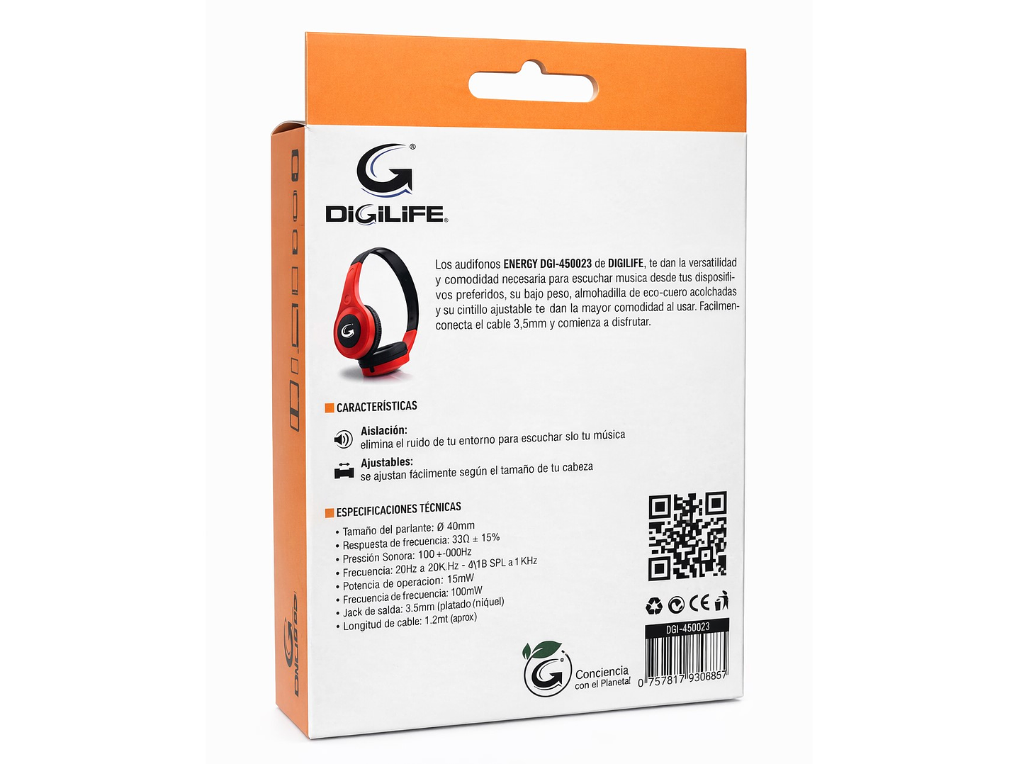 Audífono Cableados Digilife DGL-450023 Sin Mic 3.5mm Rojo 5