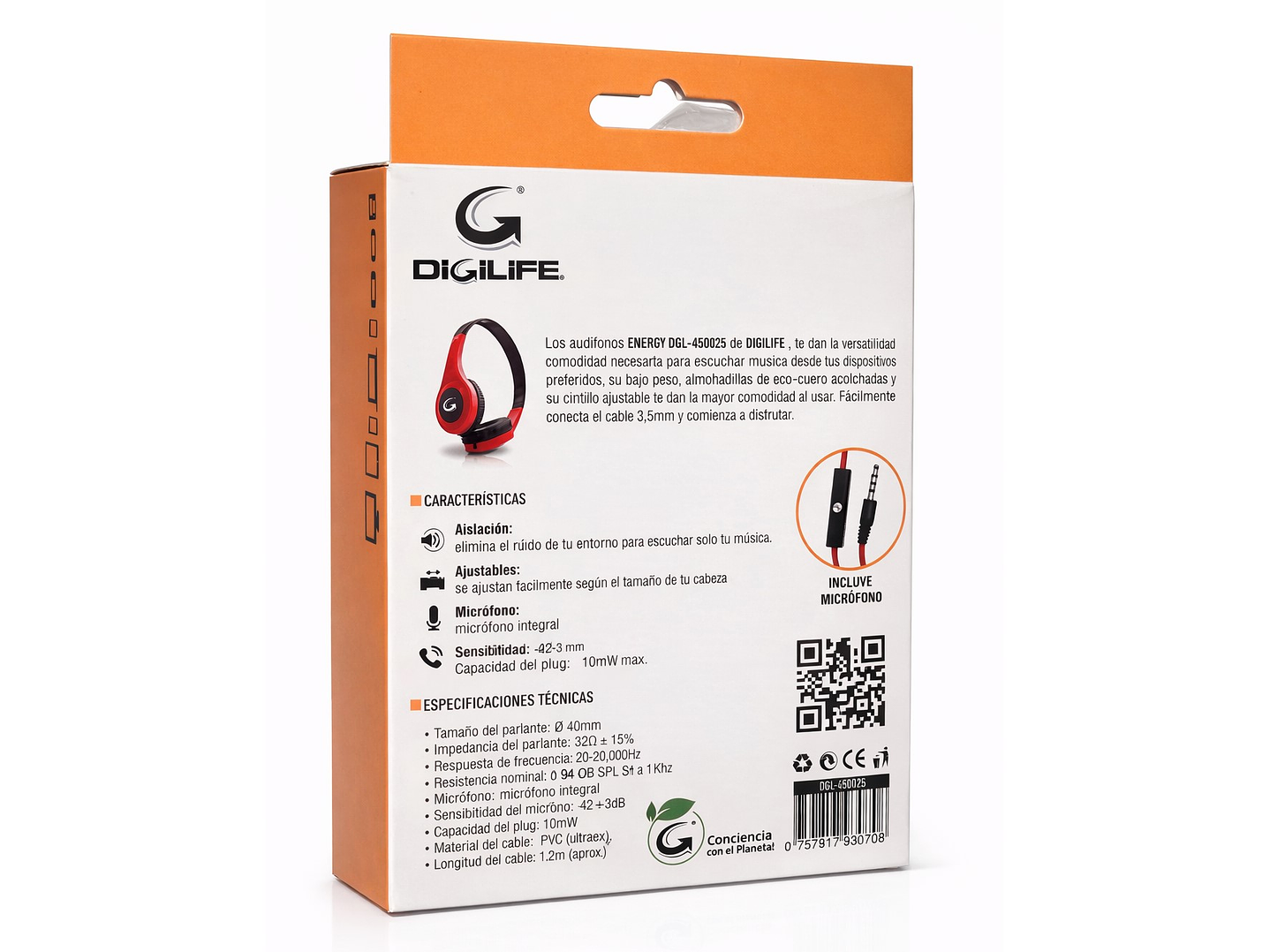 Audífono Cableados Digilife DGL-450025 3.5mm Rojo 5
