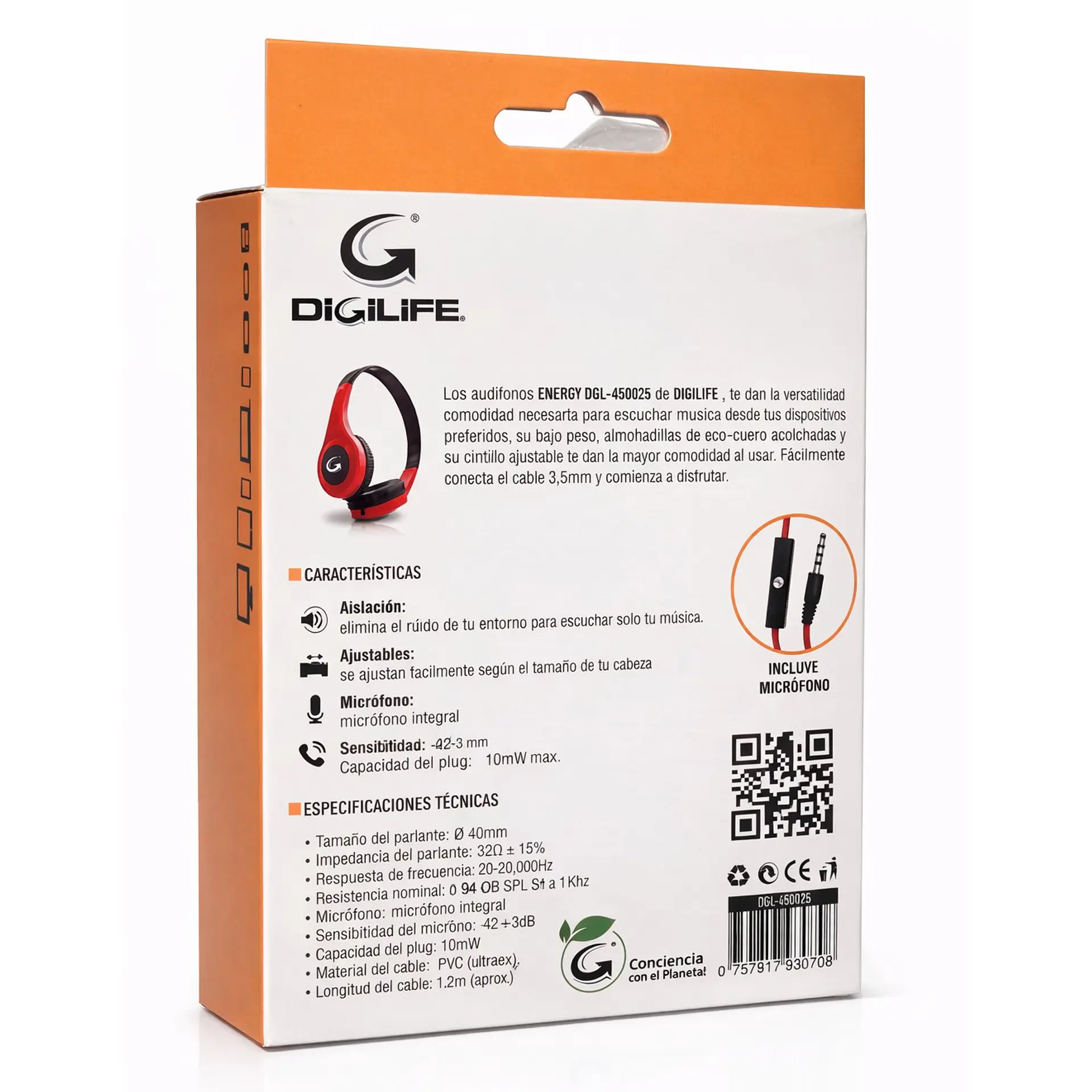 Audífono Cableados Digilife DGL-450025 3.5mm Rojo 5