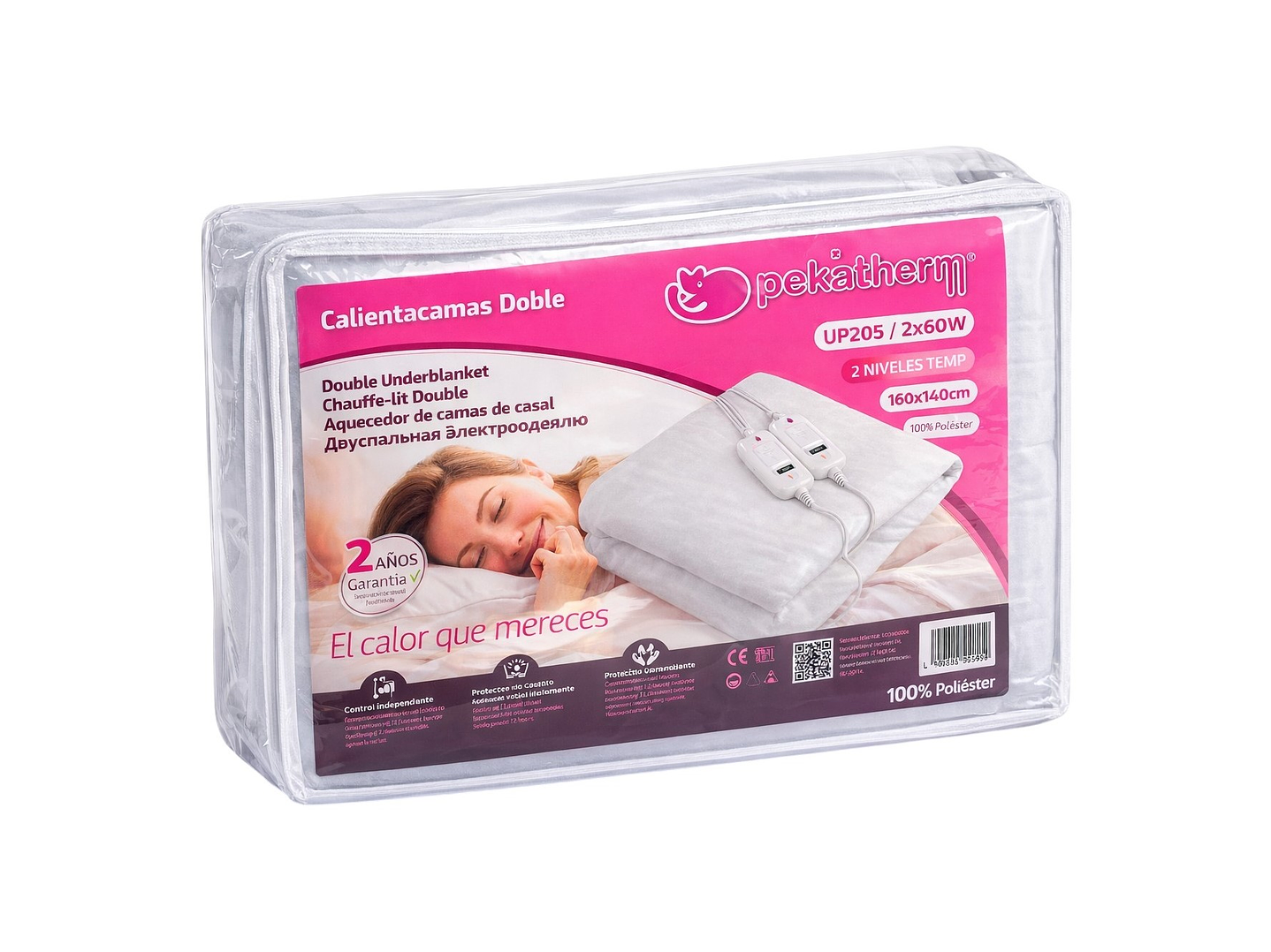 Calienta Camas Doble 160x140cm 2 Niv 2x60W UP205 Pekatherm 6