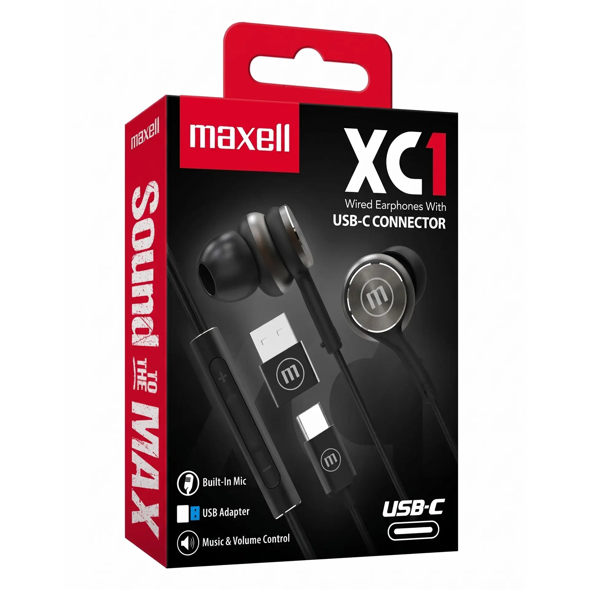 Audífonos Maxell XC1 Tipo C Con Adaptador Usb Negro 3