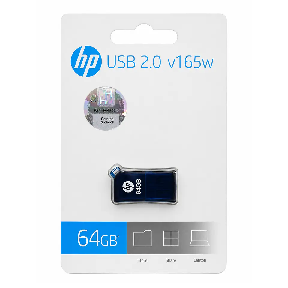 Pendrive USB 2.0 Hp v165w Mini Con Tapa Azul 2