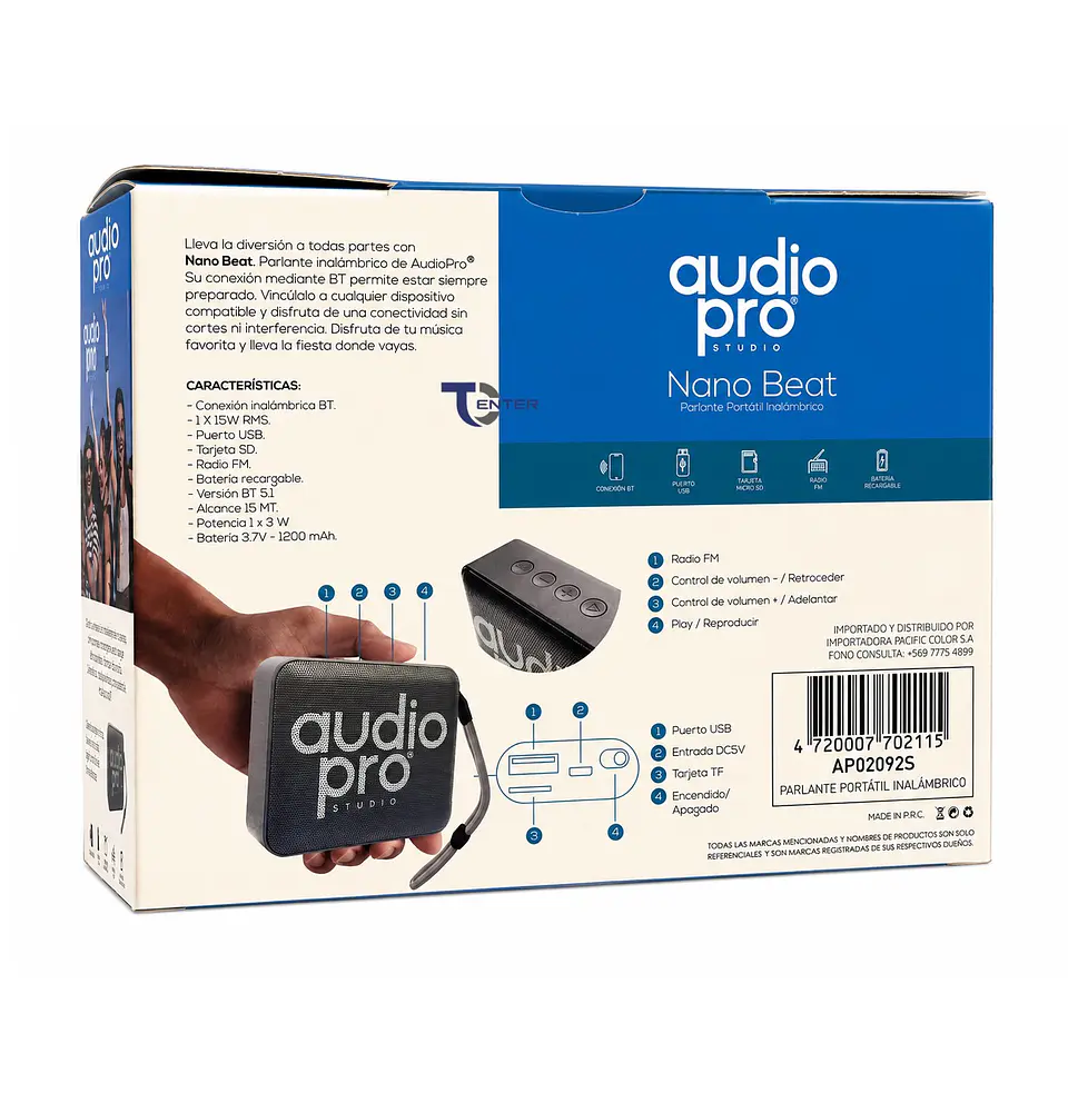 Parlante BT Audiopro 10w Inalámbrico AP02082S Gris 5