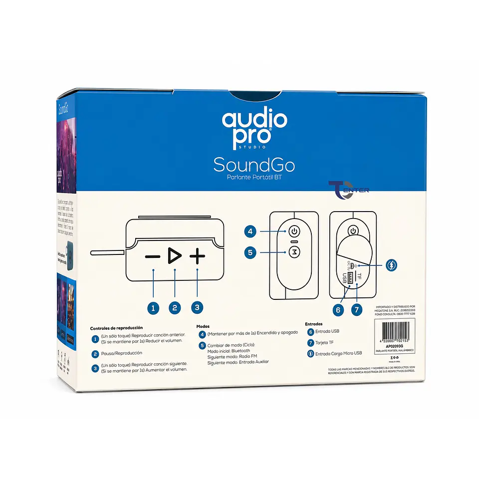 Parlante BT Audiopro 10w Inalámbrico AP02093G Verde 6