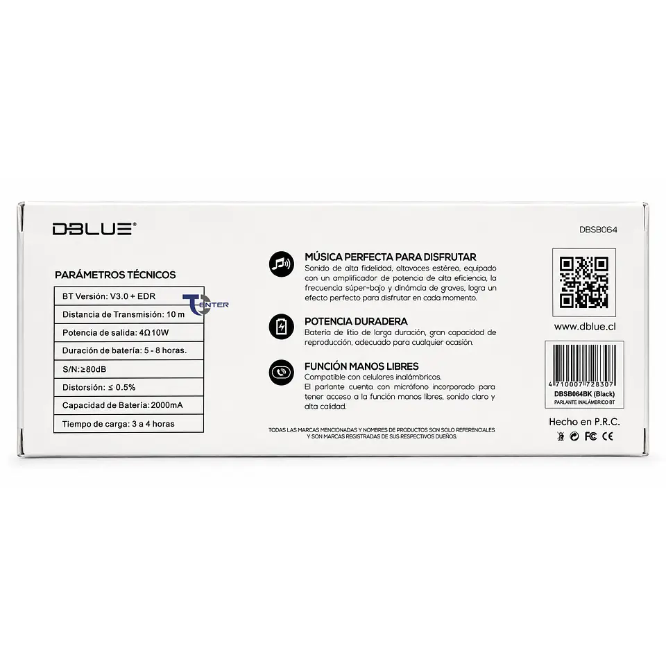 Parlante BT Dblue 10w Inalámbrico DBSB0634 Negro 7