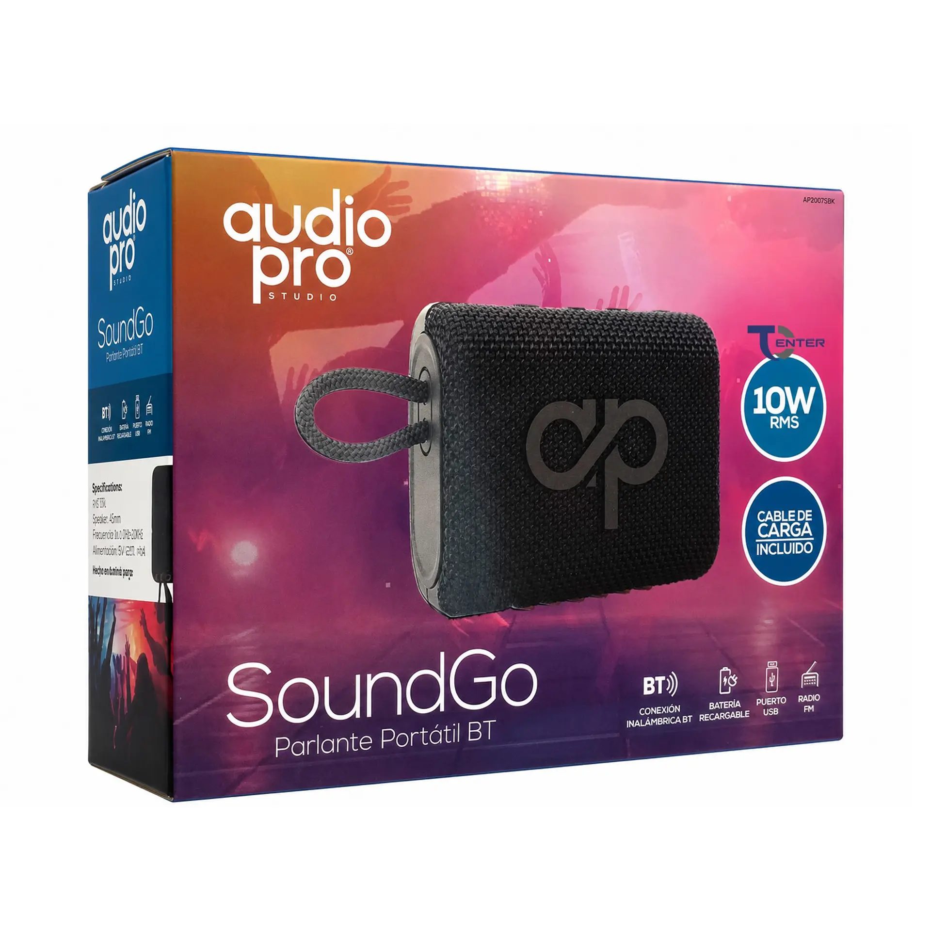 Parlante BT Audiopro 10w Inalámbrico AP02093BK Negro 5