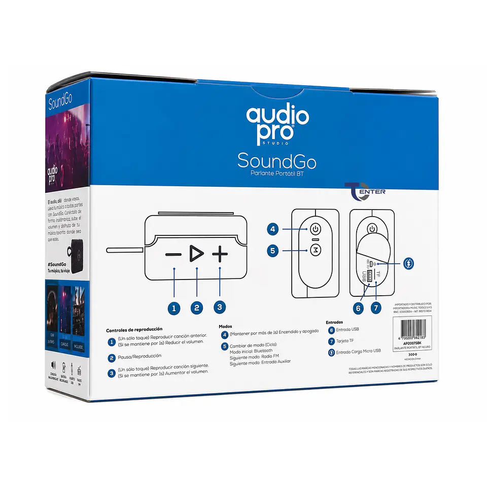 Parlante BT Audiopro 10w Inalámbrico AP02093BK Negro 6