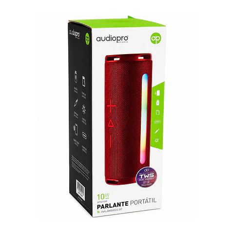 Parlante BT Audiopro 10w Inalámbrico TWS AP02103R Rojo