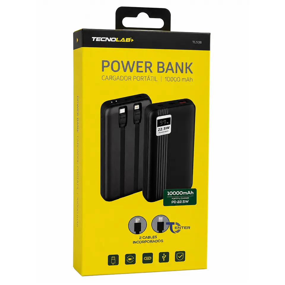 Batería Portátil Powerbank 10.000 Tecnolab 22.5w TL538W 5