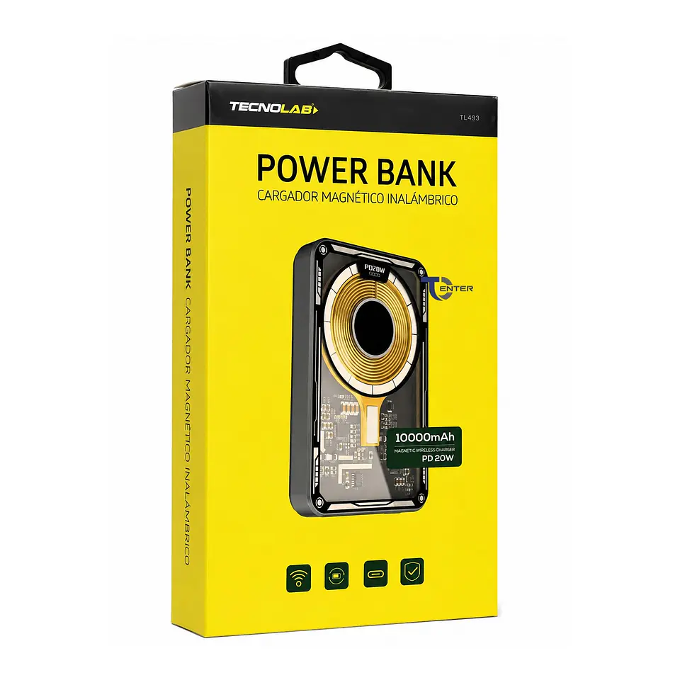 Cargador Portátil Powerbank Inalámbrico Qi 10.000mha Tecnolab TL493Y 5