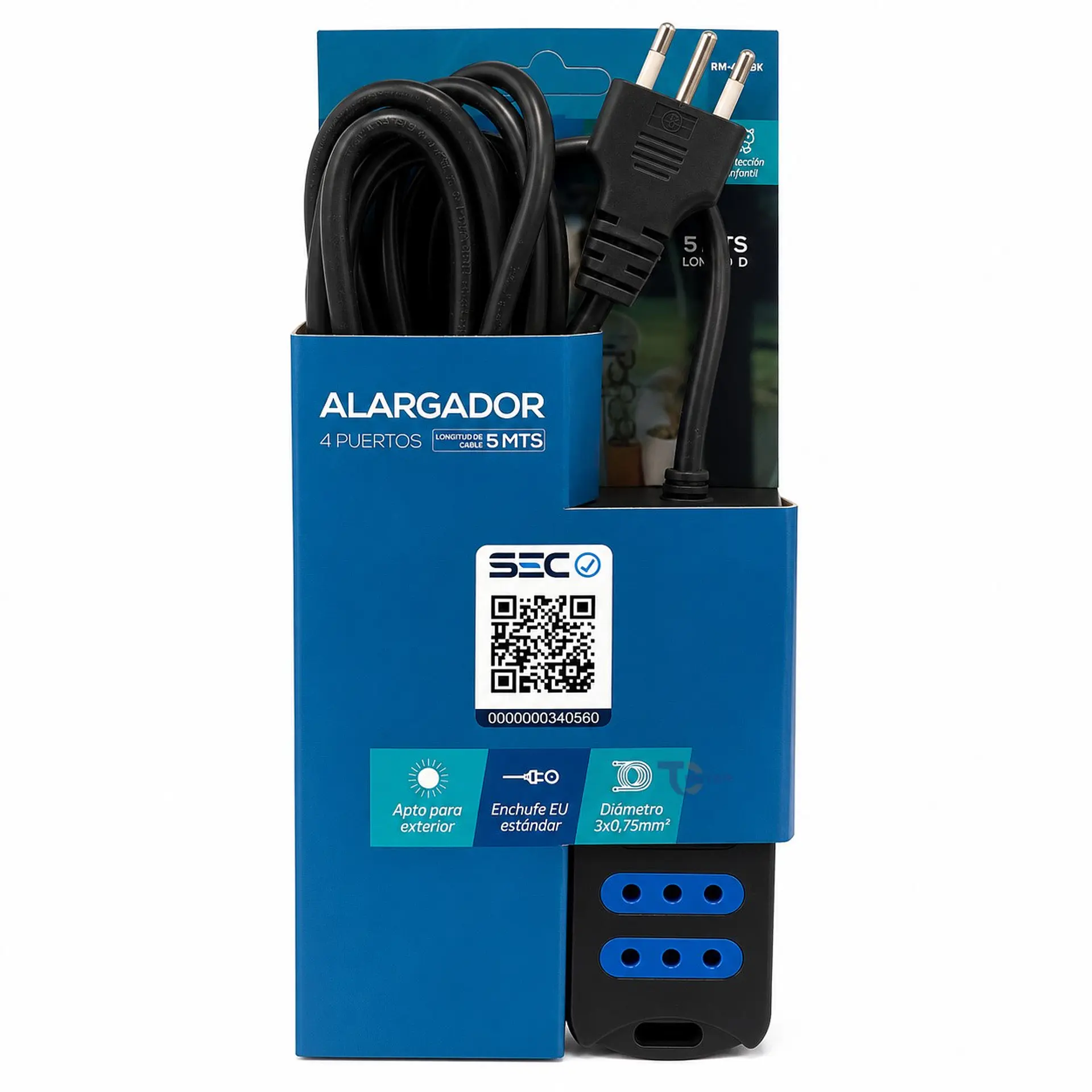 Alargador Eléctrico Raimax 5M 4 Pos RM0061BK Negro 1