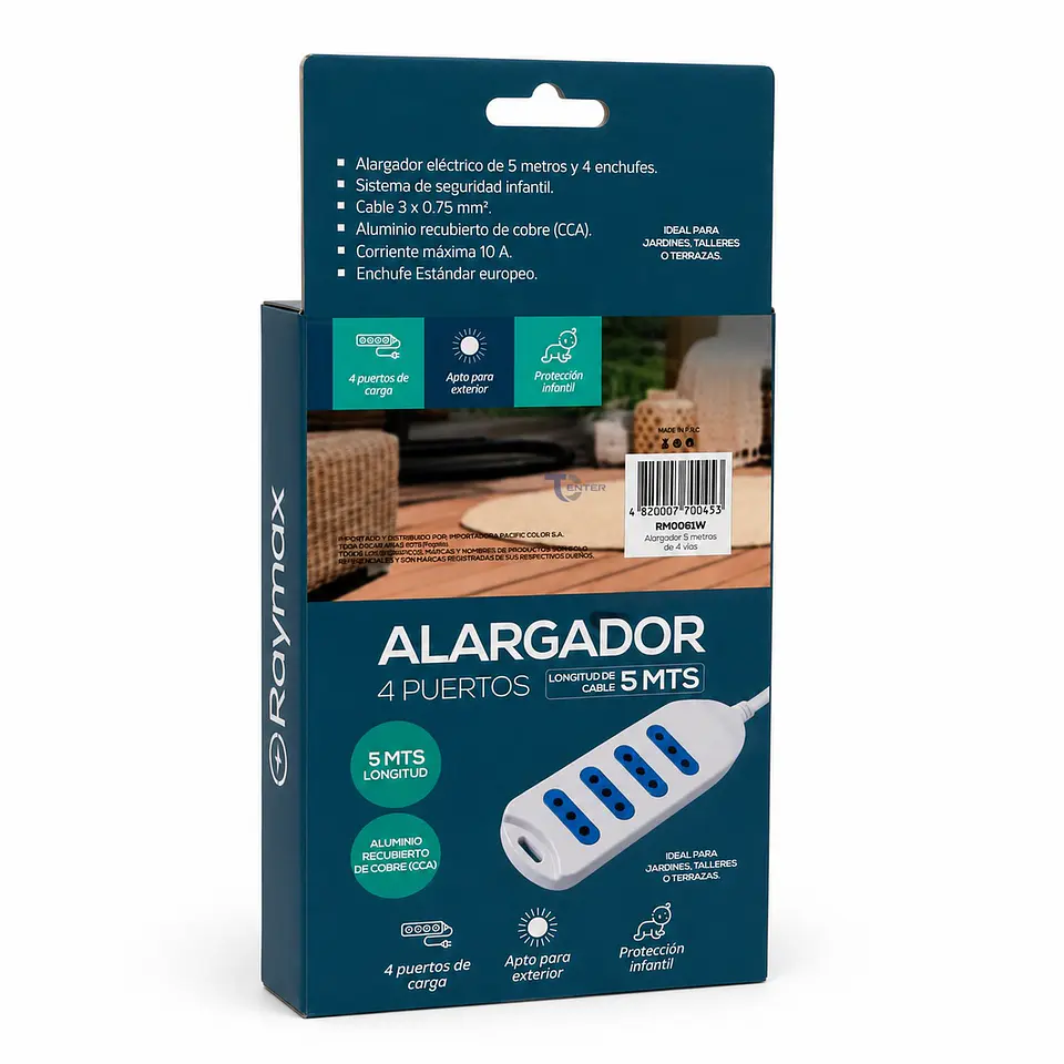 Alargador RAIMAX 5M 4 Tomas RM0061W Blanco 6