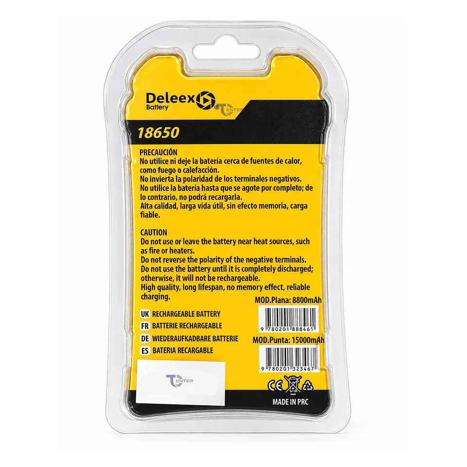Pack 2 Baterías Deleex 18650 3,7V Punta M2 2