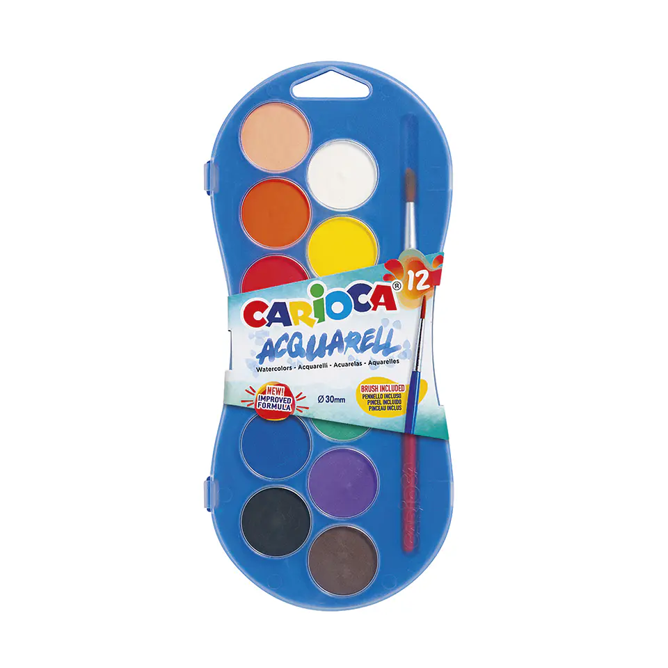 Acuarelas Carioca Acquarell 12 Colores Ø30 mm con Pincel Por Mayor 1