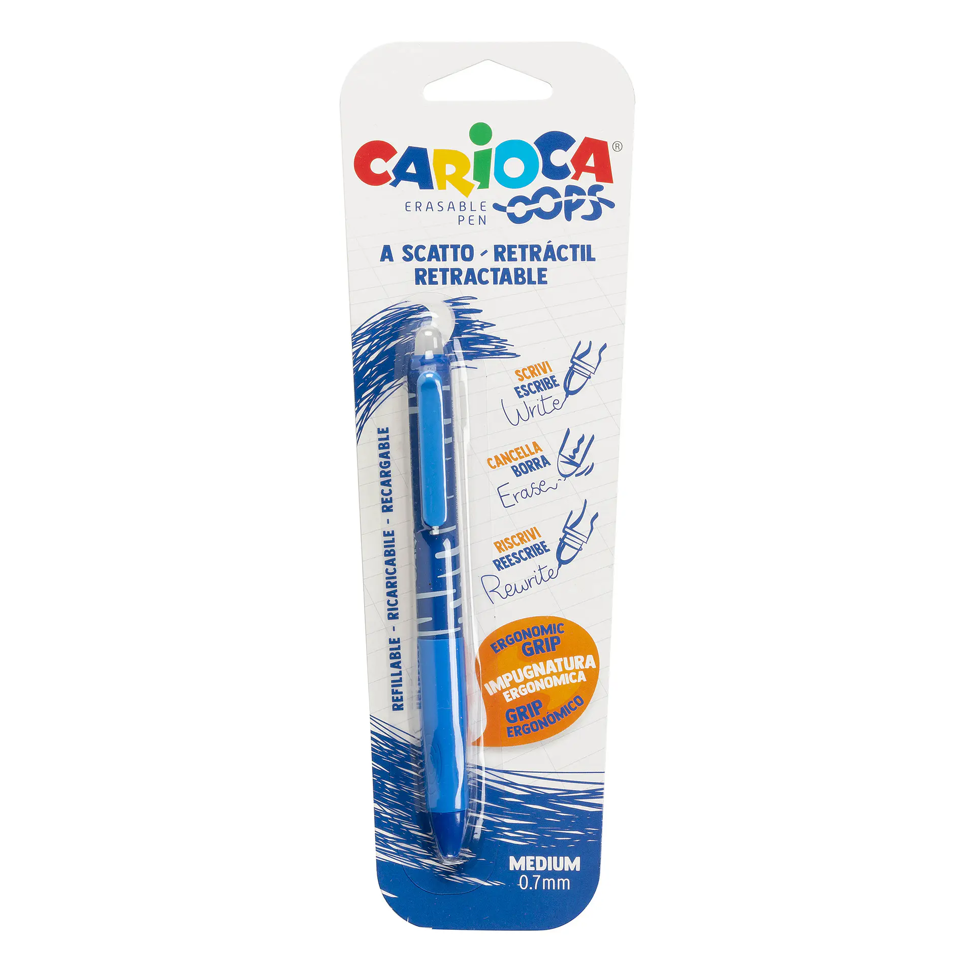 Bolígrafo Borrable Retráctil Carioca Oops Azul 0,7 mm Por Mayor 1
