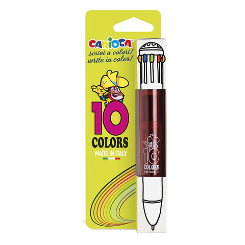 Bolígrafo Carioca 10 Colores en Un Solo Cuerpo Por Mayor