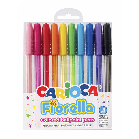 Bolígrafos Carioca Fiorella 10 Unidades Colores Surtidos Por Mayor