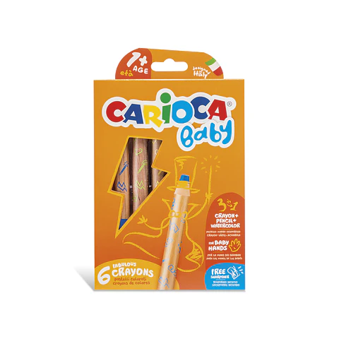 Crayones Carioca Baby 3 en 1 · 6 Unidades desde 1 Año Por Mayor
