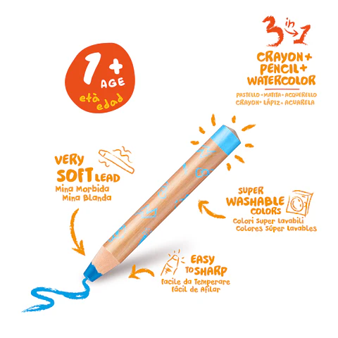 Crayones Carioca Baby 3 en 1 · 6 Unidades desde 1 Año Por Mayor