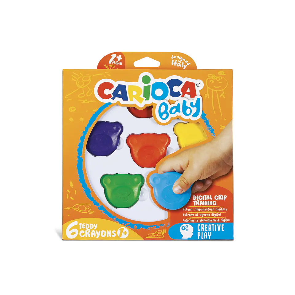 Crayones Carioca Baby Teddy 6 Unidades desde 1 Año Por Mayor 1