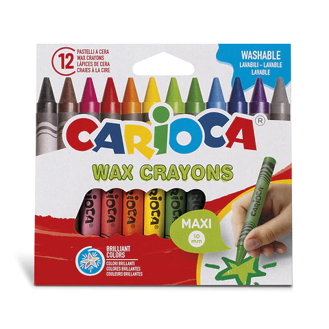 Crayones de Cera Jumbo Carioca Maxi 12 Unidades Lavables Por Mayor