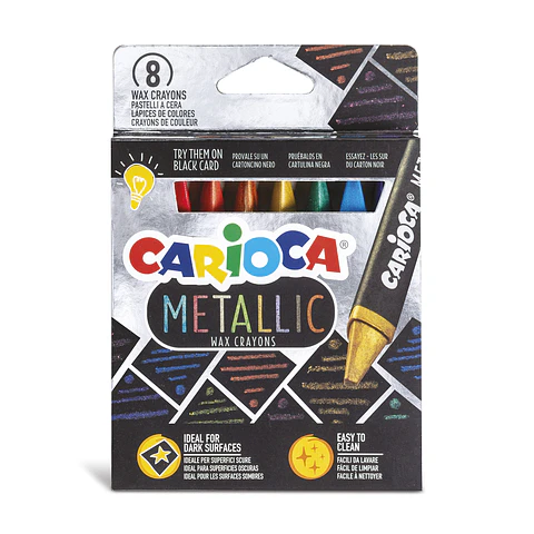 Crayones Metálicos Carioca 8 Unidades para Fondos Oscuros Por Mayor