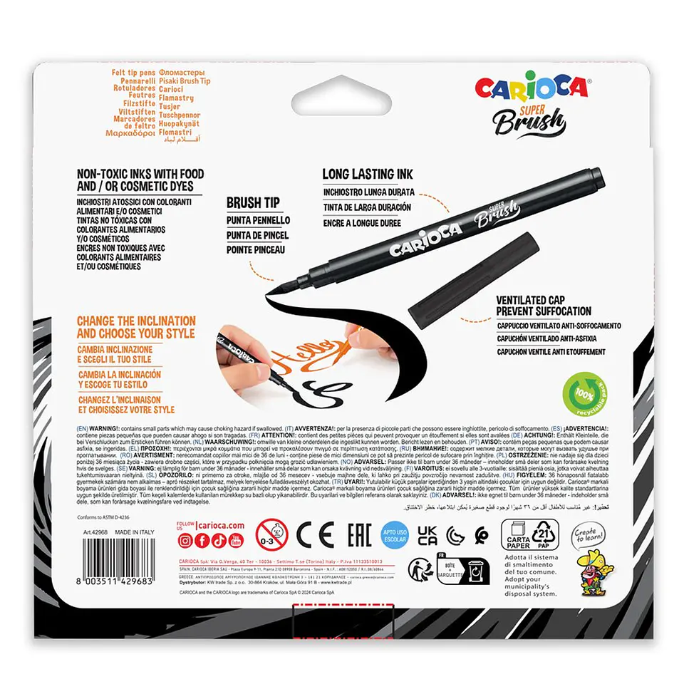 Plumones Carioca Super Brush 20 Unidades Punta Pincel Por Mayor 4
