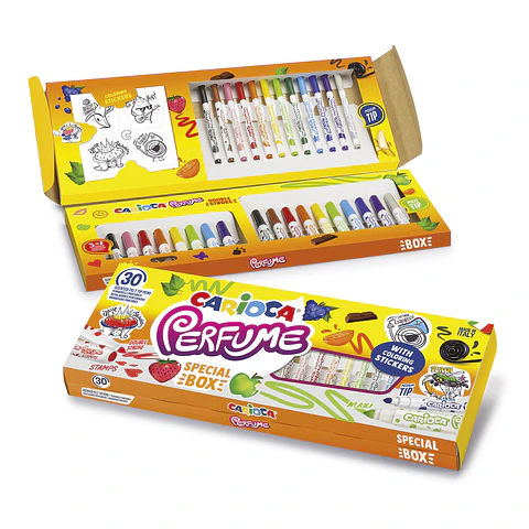 Plumones Perfumados Carioca Perfume 30 Unidades con Stickers Por Mayor