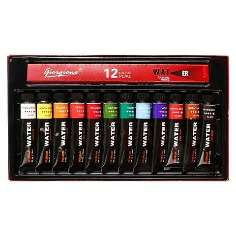 Set 12 Acuarelas en Tubo Giorgione G-WC1201 de 12 ml Por Mayor