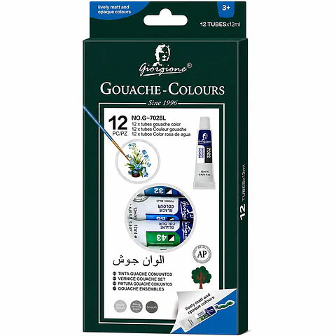 Set 12 Pinturas Gouache Giorgione G-7028 · 12 x 12 ml Por Mayor