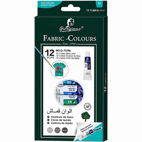 Set 12 Pinturas para Tela Giorgione G-7078 · 12 x 12 ml Por Mayor