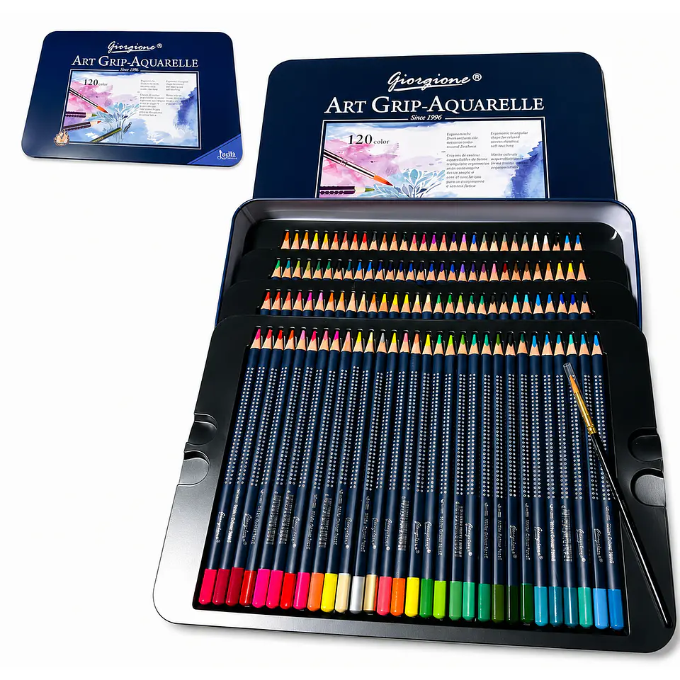 Set 120 Lápices Acuarelables Giorgione Art Grip + Pincel Por Mayor 2