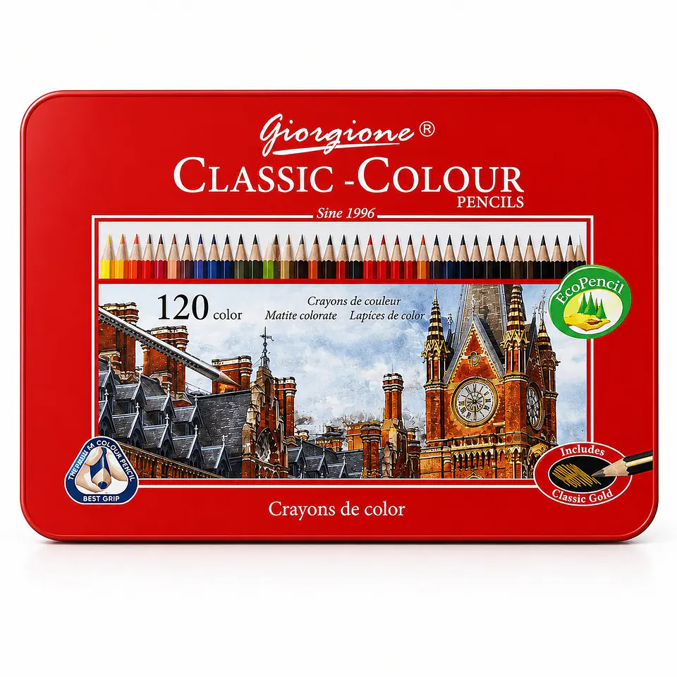 Set 120 Lápices de Colores Giorgione Classic Caja Metálica Por Mayor 2