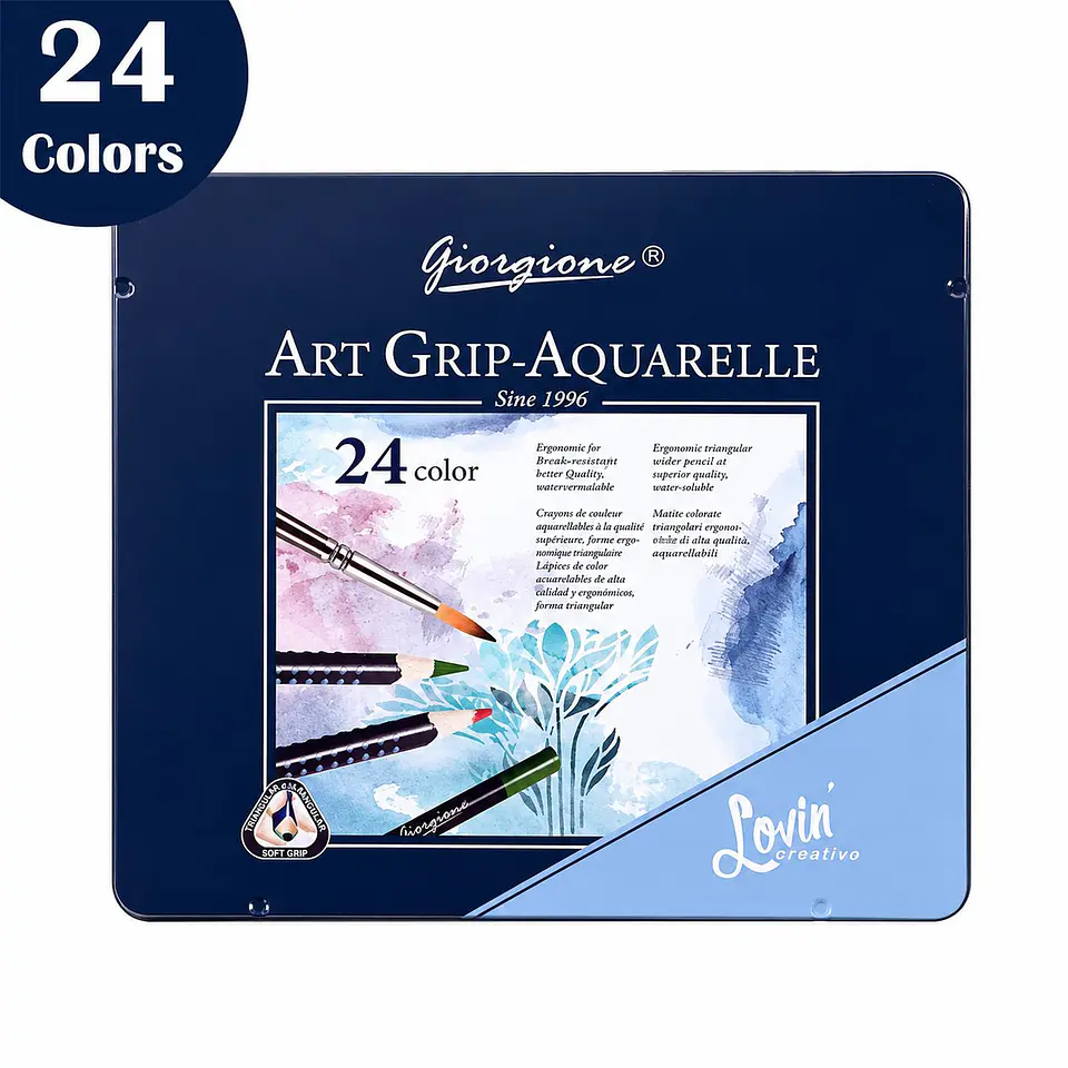 Set 24 Lápices Acuarelables Giorgione Art Grip + Pincel Por Mayor 1