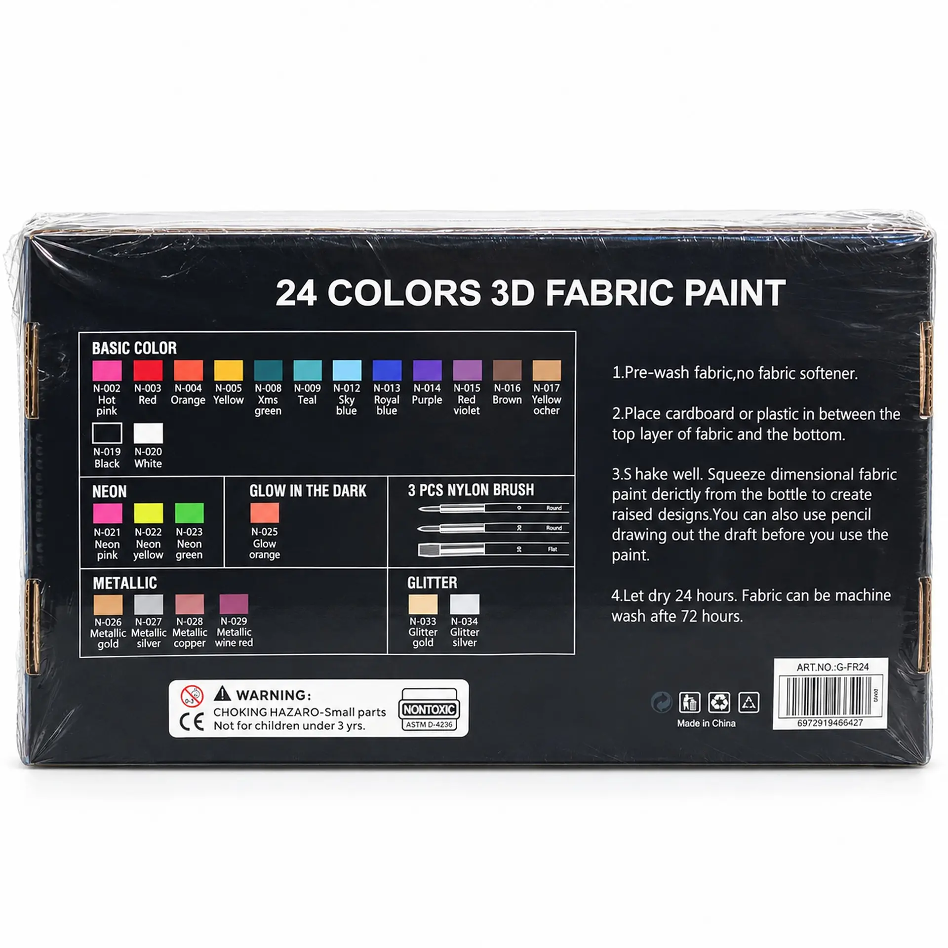Set 24 Pinturas 3D para Tela Giorgione 30 ml + 3 Pinceles Por Mayor 4