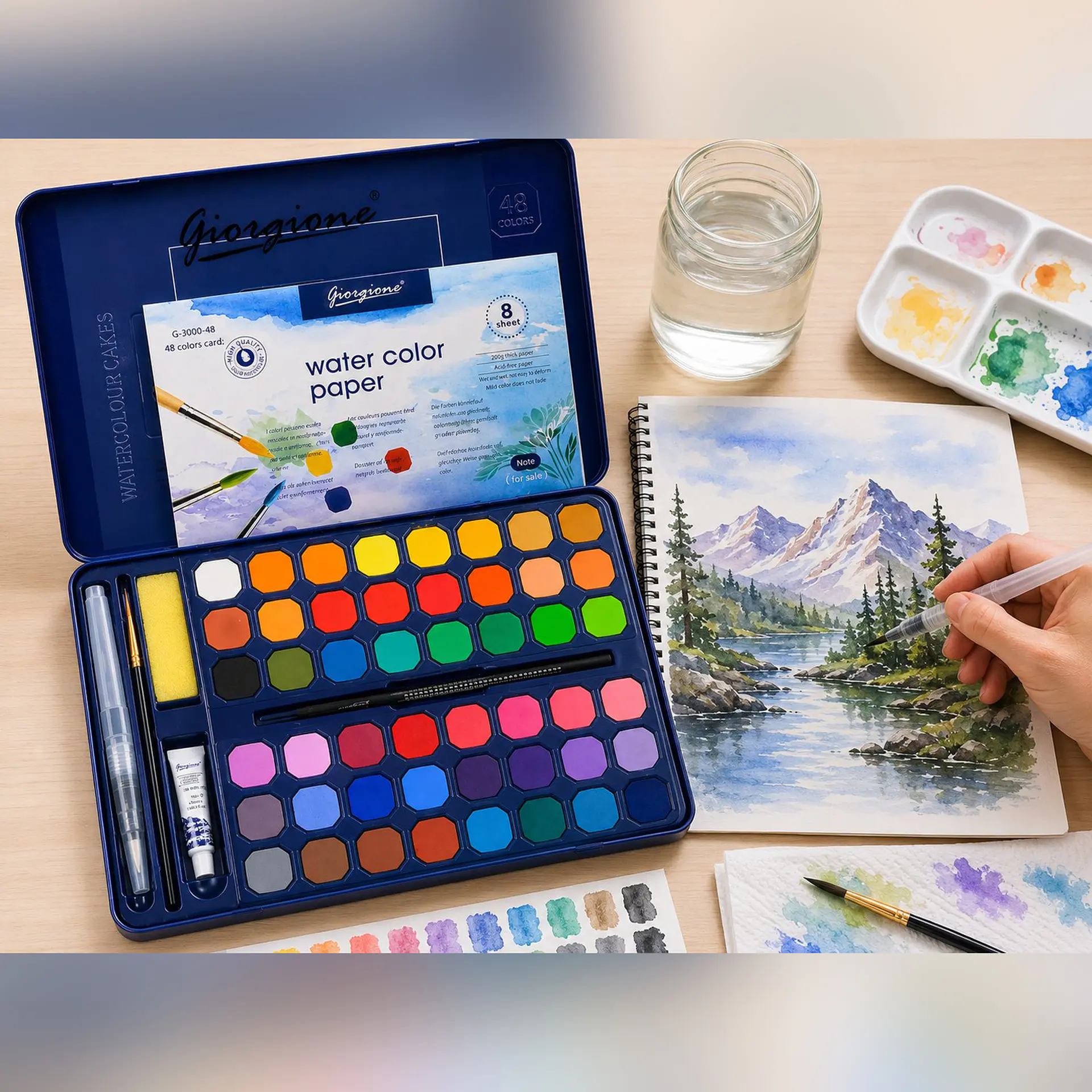 Set 48 Acuarelas en Pastilla Giorgione G-900 con Papel Por Mayor 3