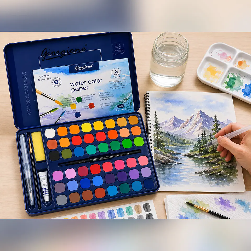 Set 48 Acuarelas en Pastilla Giorgione G-900 con Papel Por Mayor 3