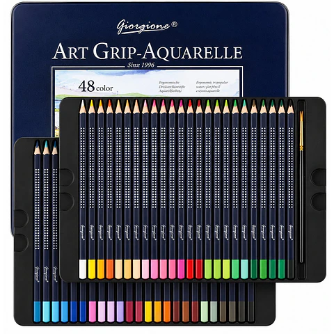 Lápices Acuarelables Giorgione Art Grip 48 en Caja Metálica Por Mayor
