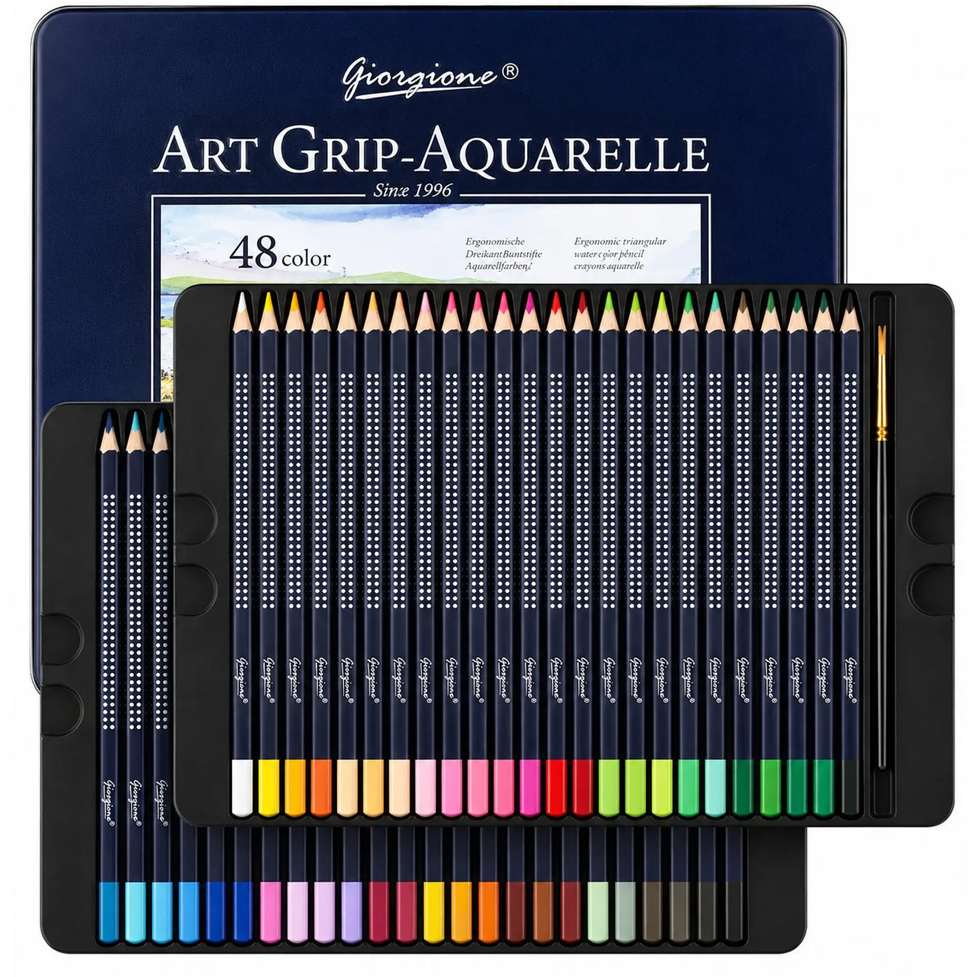 Lápices Acuarelables Giorgione Art Grip 48 en Caja Metálica Por Mayor 1