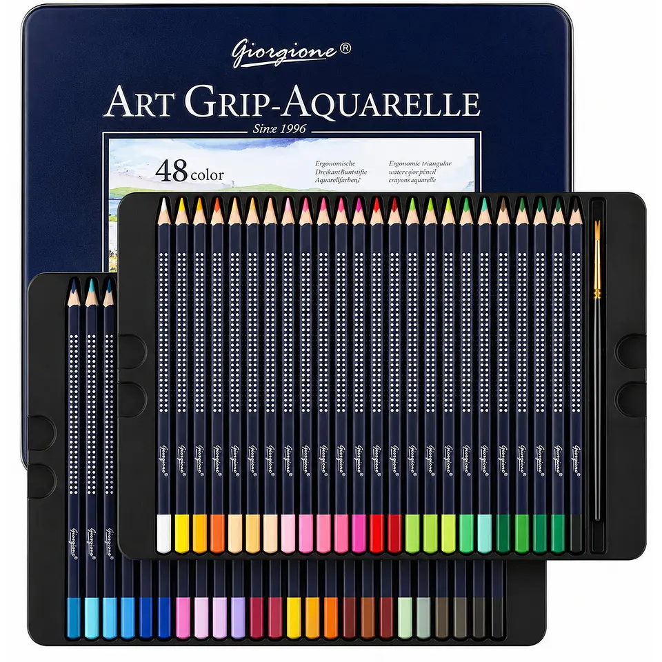 Lápices Acuarelables Giorgione Art Grip 48 en Caja Metálica Por Mayor 1