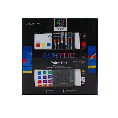 Set 36 Pinturas Acrílicas Giorgione 35 ml + 6 Pinceles Por Mayor