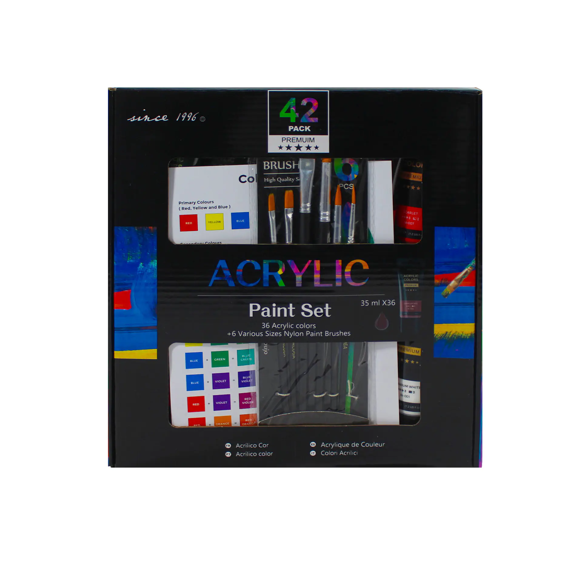 Set 36 Pinturas Acrílicas Giorgione 35 ml + 6 Pinceles Por Mayor 1