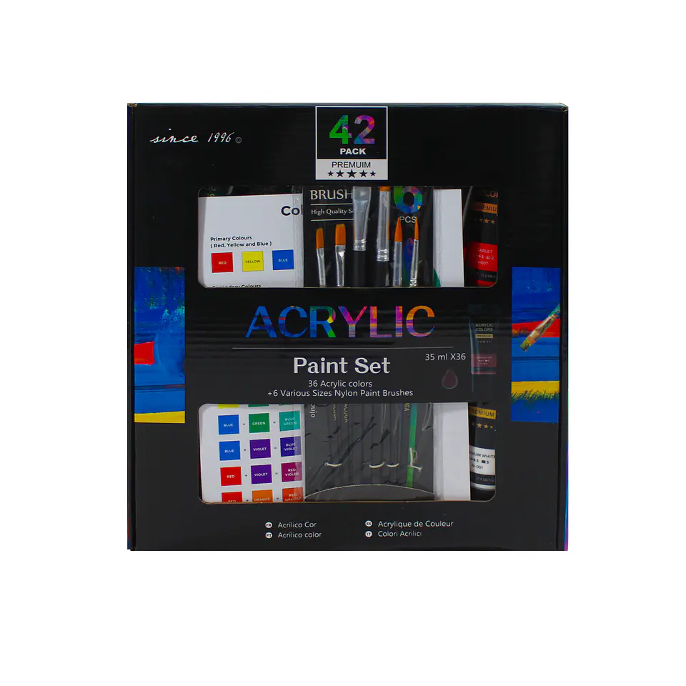 Set 36 Pinturas Acrílicas Giorgione 35 ml + 6 Pinceles Por Mayor 1
