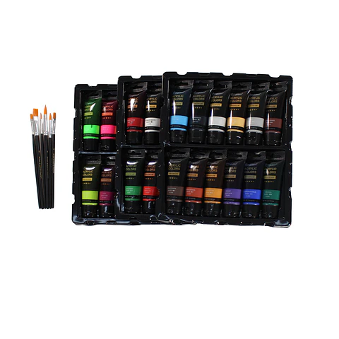 Set 36 Pinturas Acrílicas Giorgione 35 ml + 6 Pinceles Por Mayor