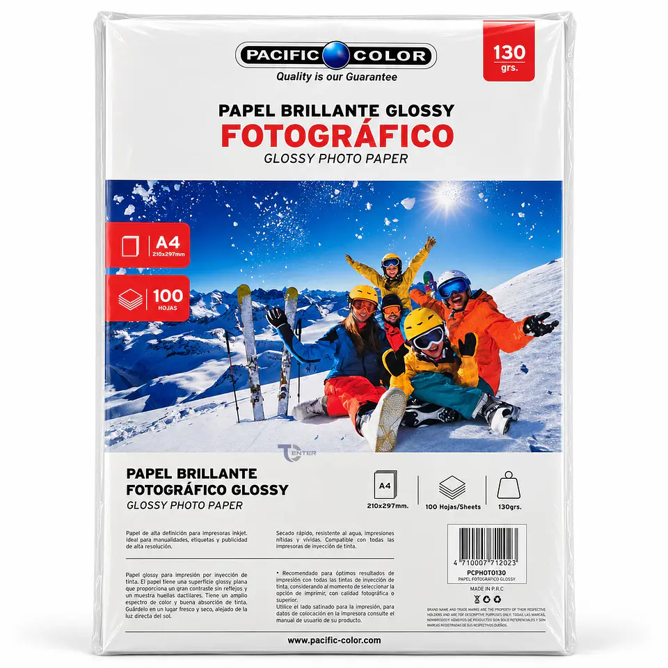 Papel Fotográfico Glossy Pacific Color A4 130gr 100 Hojas Por Mayor 1