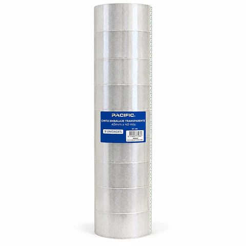 Pack 9 Cintas de Embalaje Transparente Pacific 45mm x 40m